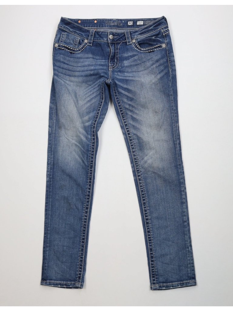 Miss Me Womens 30 Faded Thick Stitch Signature Skinny Leg Denim Jeans Stretch